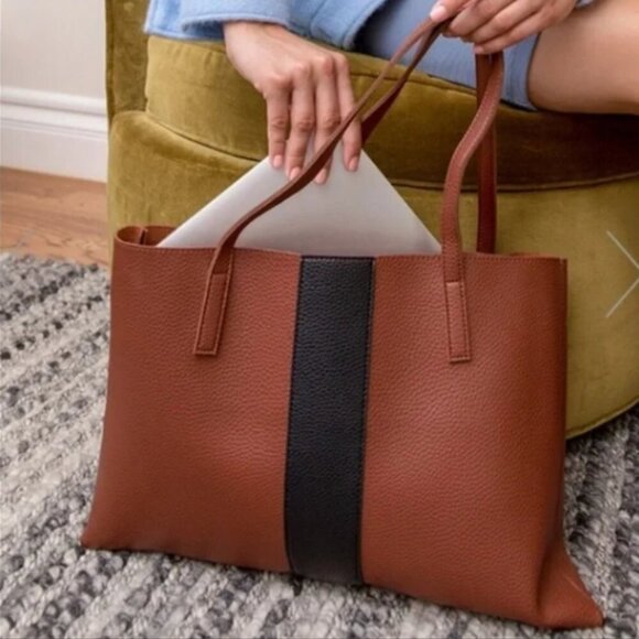 Tan Tote Bag, inside pocket, 2 handles, messenger bag tan purse laptop case 17" - Picture 2 of 8